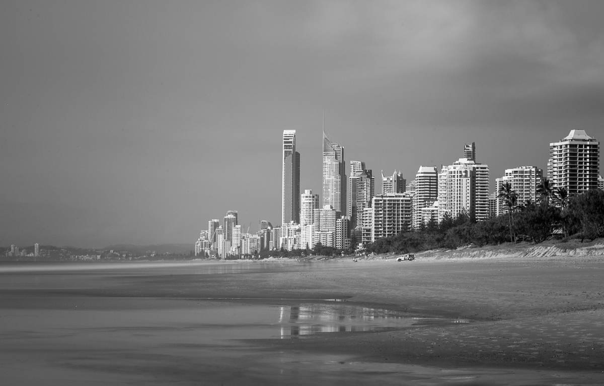 Long exposure shot of Surfers Paradise taken from the Spit.