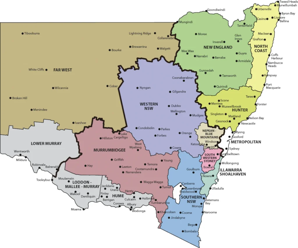 NSW regions map