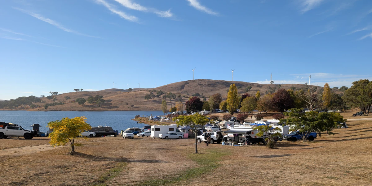 Carcoar Dam campground, showing the slope of the area