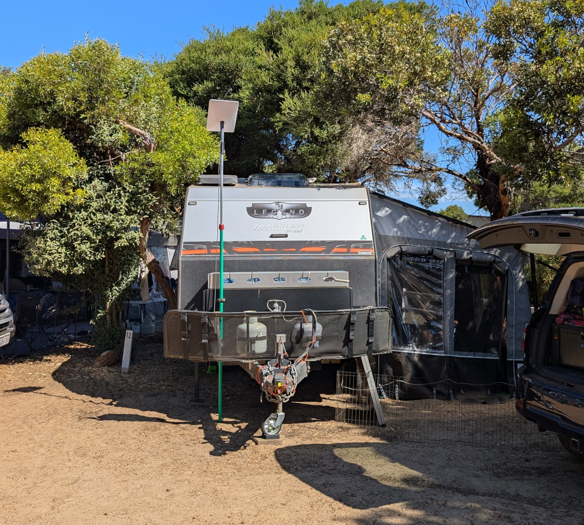 Starlink dish on a pole